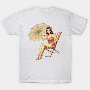 Pinup Girl at the Beach T-Shirt